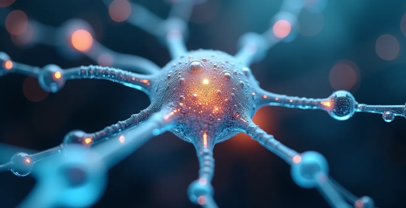 Vue macro détaillée de circuits lumineux interconnectés symbolisant le processus d'analyse prédictive