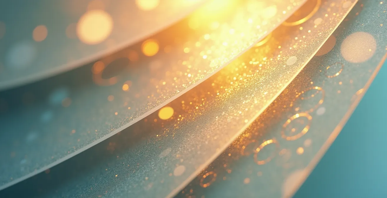 Gros plan macro sur des éléments visuels abstraits évoquant la structure d'un message réussi