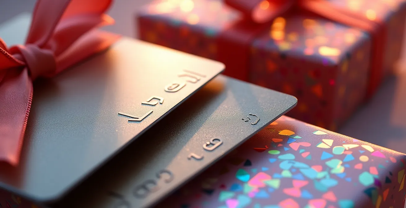 Composition artistique de différents types de cadeaux et récompenses pour programmes de fidélisation client