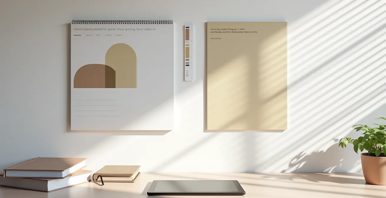 Espace de travail minimaliste avec calendrier et planning d'événements