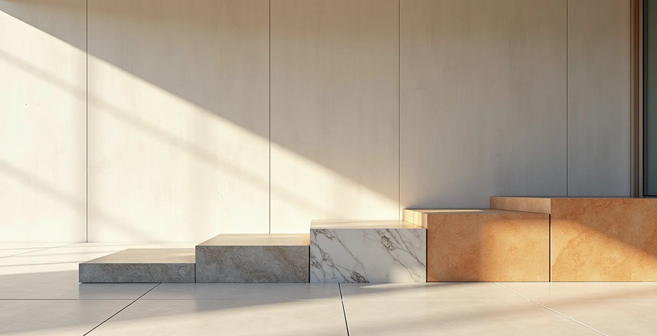 Métaphore visuelle de la construction d'une relation client solide à partir de quatre blocs symbolisant la confiance, la constance, la cohérence et la connexion.