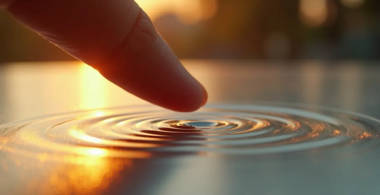 Vue macro d'un doigt s'approchant d'une surface tactile métallique avec reflets lumineux