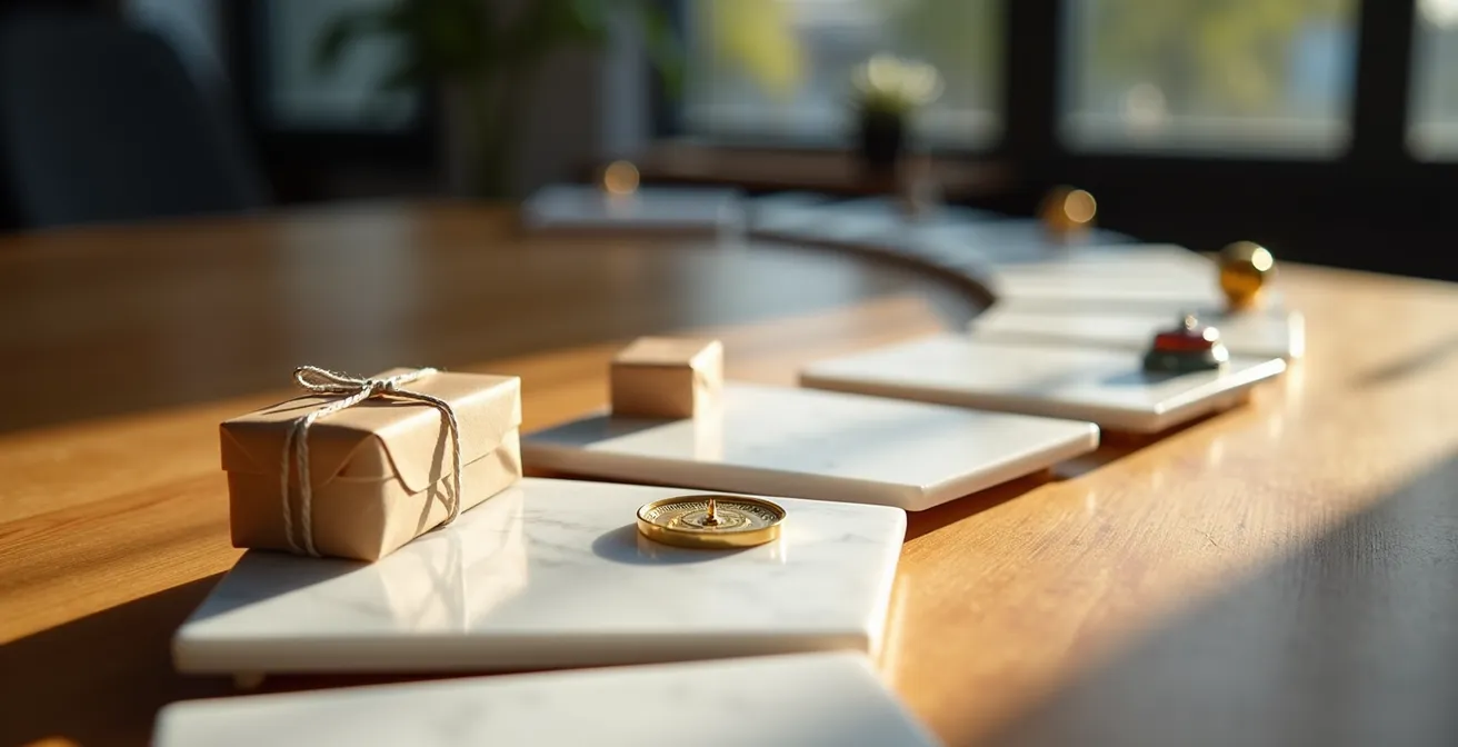 Représentation visuelle du parcours client à travers différents types d'emails avec des icônes symboliques