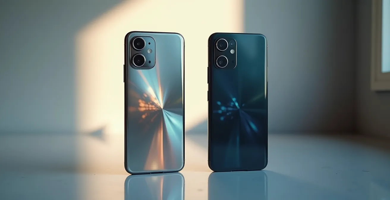 Comparaison visuelle de deux emails sur écrans mobiles montrant l'impact de la cohérence graphique