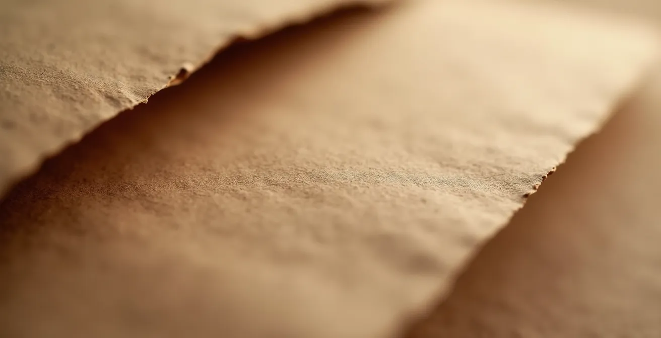 Vue macro détaillée d'une texture de papier kraft avec ombres douces