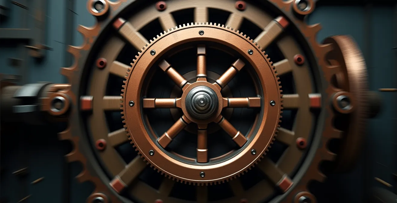 Représentation symbolique du volant d'inertie de l'inbound marketing avec des éléments interconnectés