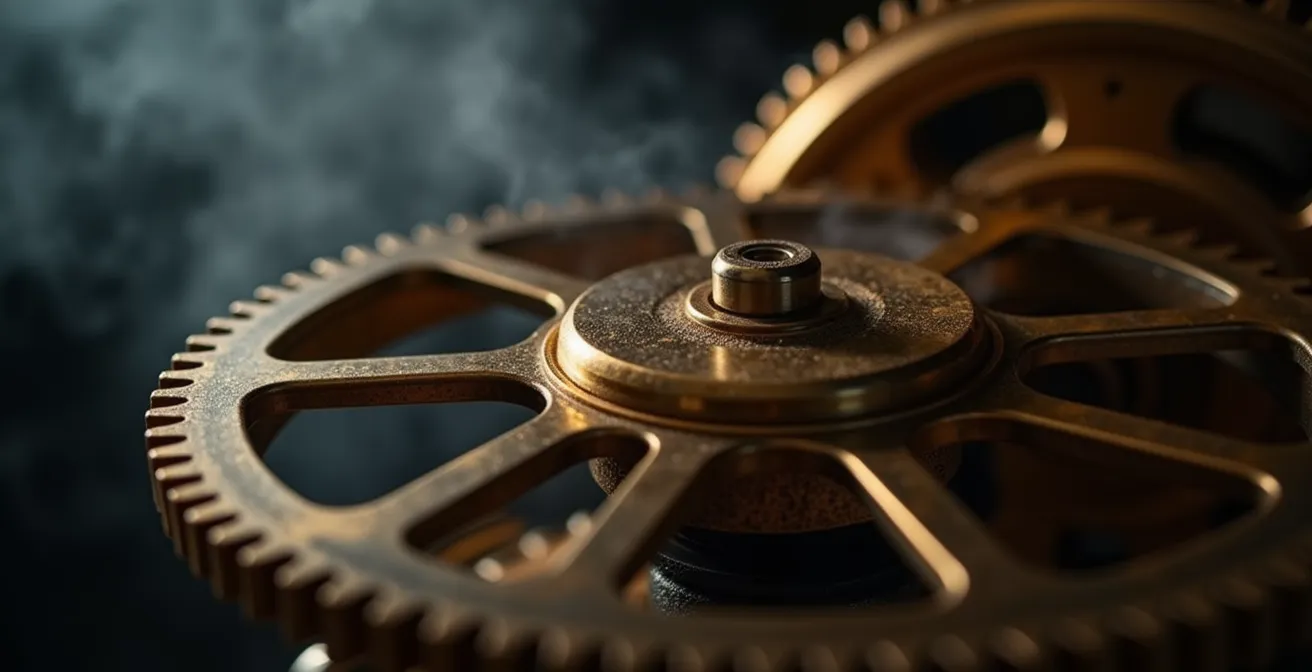 Représentation métaphorique d'une roue d'inertie en mouvement illustrant le cycle de l'inbound marketing