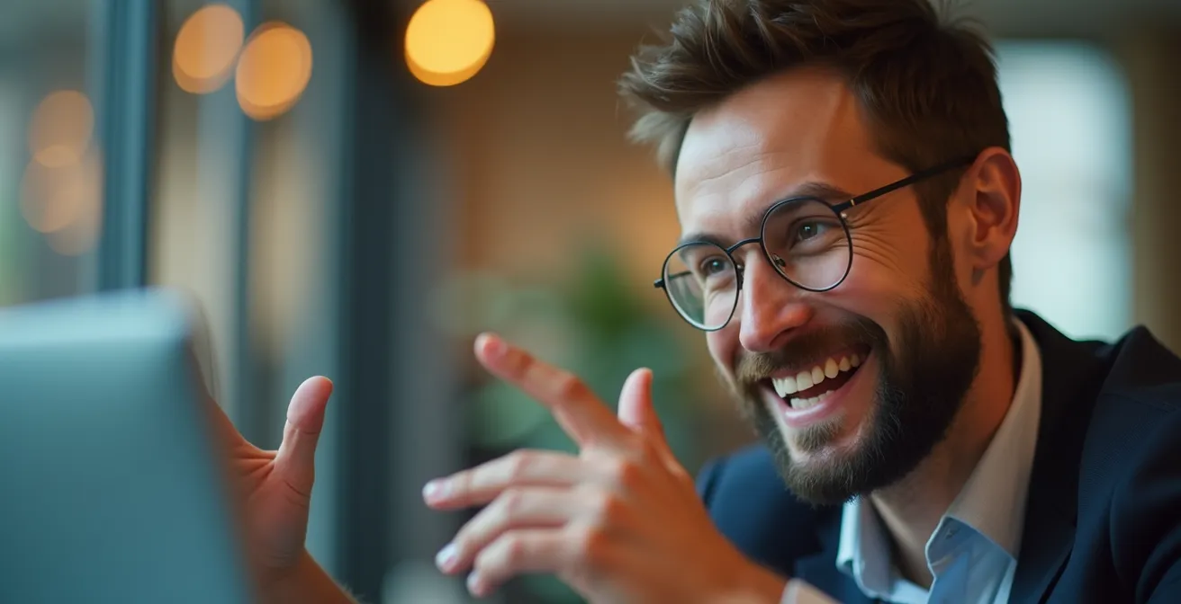 Portrait rapproché d'une personne interagissant avec un interface invisible