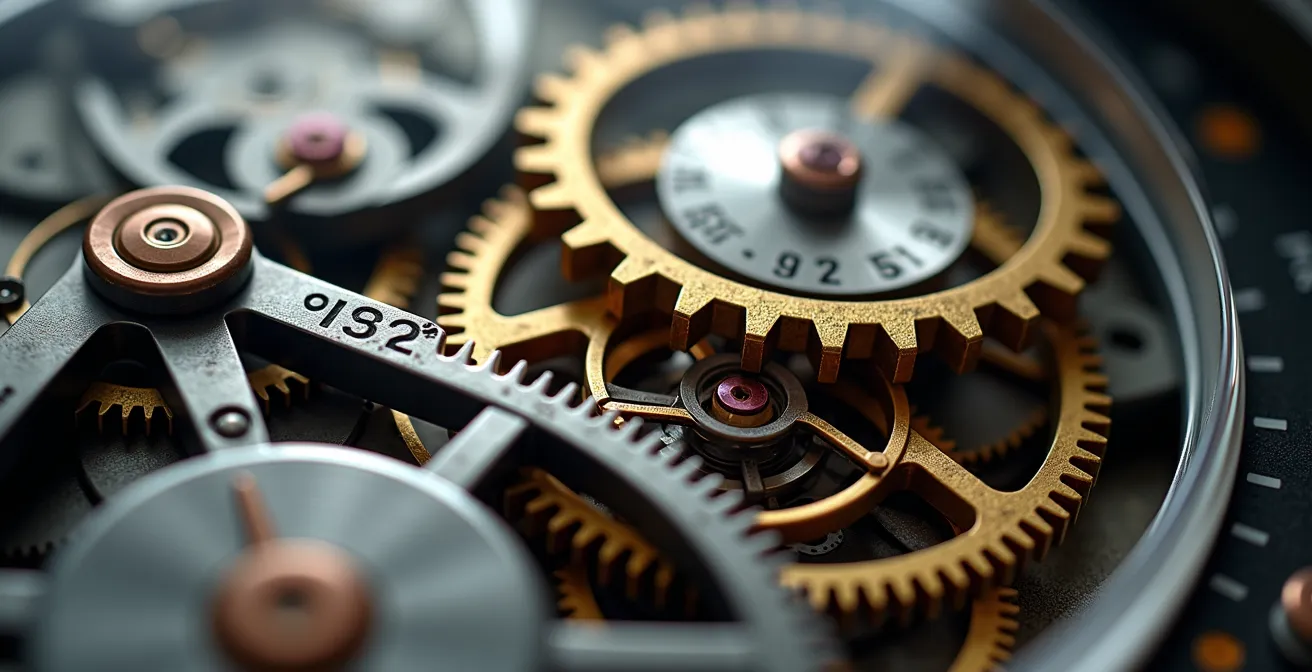 Composition artistique avec multiples représentations abstraites du temps et des fuseaux horaires