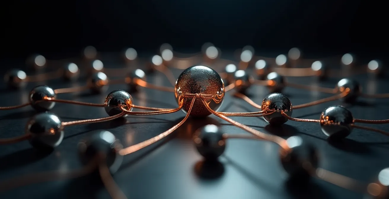 Vue symbolique d'interconnexions représentant des flux de données marketing