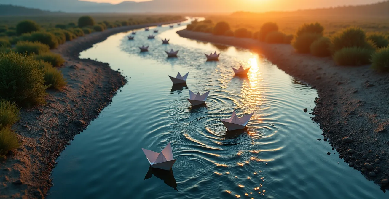 Représentation visuelle du parcours client avec différents formats de contenu adaptés à chaque étape