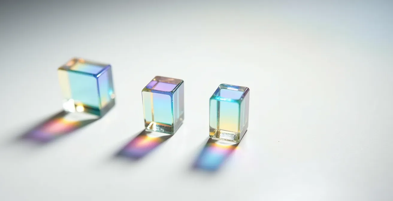 Représentation visuelle abstraite des flux d'authentification email avec formes géométriques interconnectées