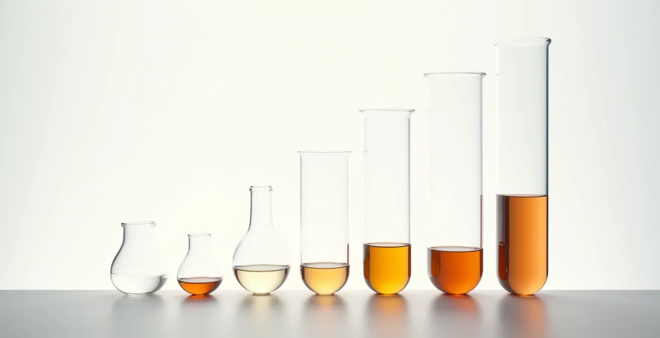Visualisation de l'évolution émotionnelle d'un prospect dans une séquence de nurturing avec cinq récipients se remplissant progressivement.