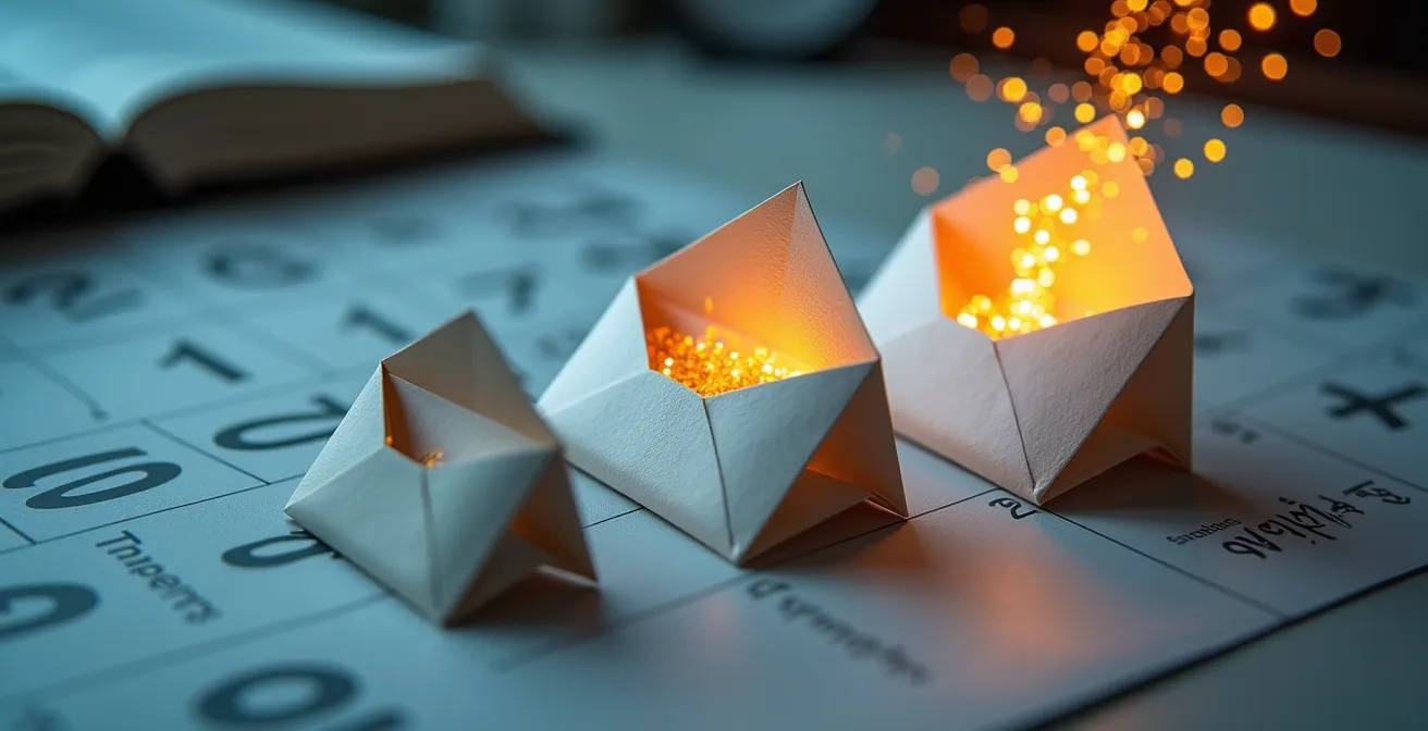 Chronologie visuelle d'une séquence de relance en trois étapes avec indicateurs de performance