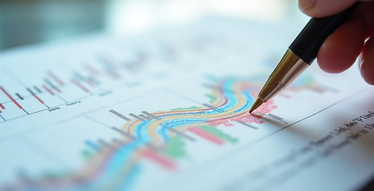 Vue macro détaillée d'un tableau de données avec graphiques de performance